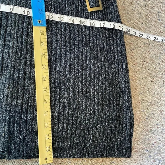 Knit Cardigan Sweater Dress Gray Whimsigoth Full Zip Side Belt Accent Lady M-L - Picture 4 of 10